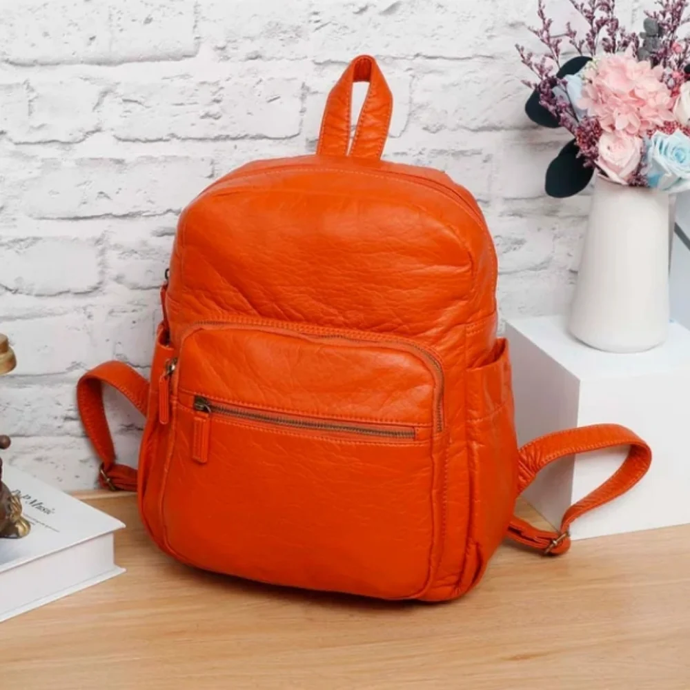 NWT Ampere Creations Marie Backpack Orange Vegan Leather Backpack